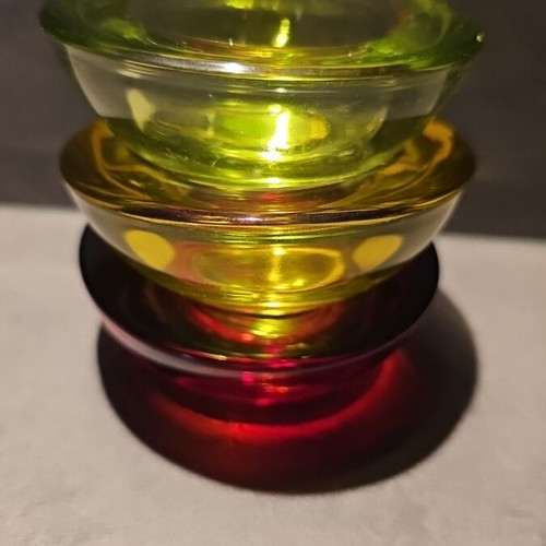 Set of 3 colored glass tealight holders