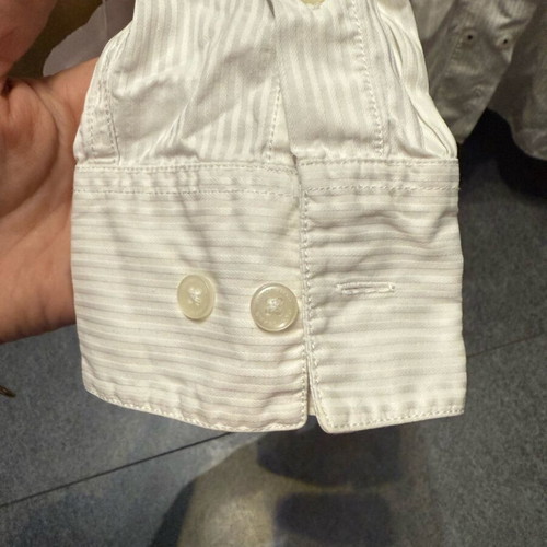 DKNY Women's White Shirt like new with stripe and double button row