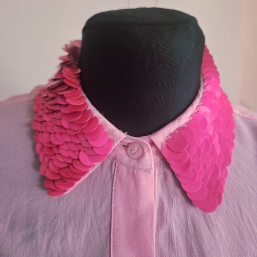 Essentiel Antwerp shirt pink sequin collar used, size S
