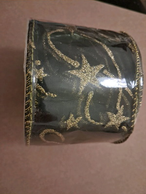 Christmas black garland with gold stars new