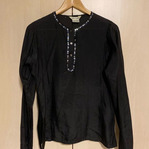 Zara satin black shirt with sequins like new, size M