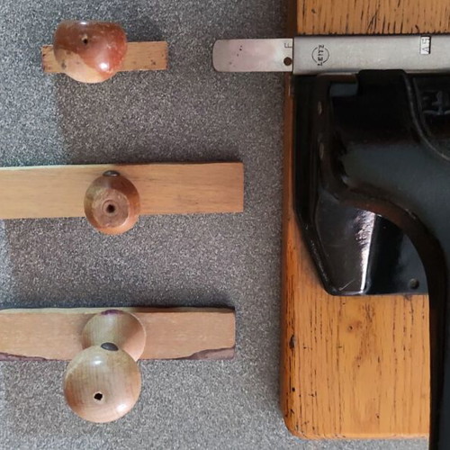 Vintage large Leitz hole punch like new with 4 old wooden stamps