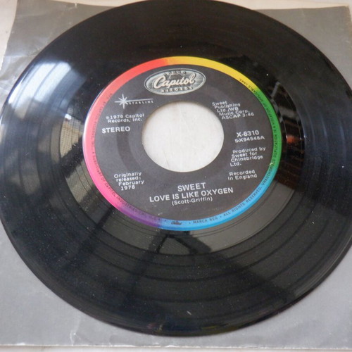 Sweet Love Is Like Oxygen rare 45 rpm vinyl used, American pressing