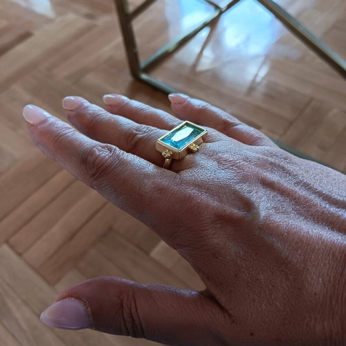 Dreamy ring in gold-plated silver with aqua marine new