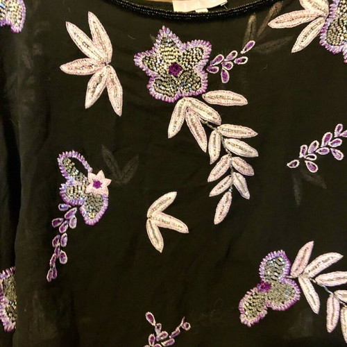 Vintage Sheer Silk Top with Handmade Embroidery JFW like new