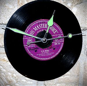 Ρολόι τοίχου από παλιό δίσκο 45 στροφών του 1968  Io Di Note AL BANO - Made in Greece