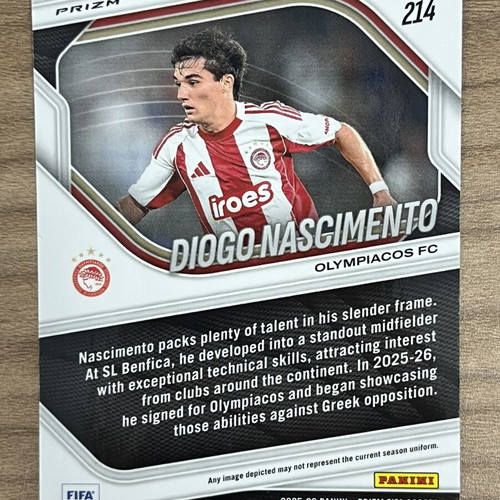 2025-26 Panini Prizm FIFA Soccer RC Diogo Nascimento laser card like new