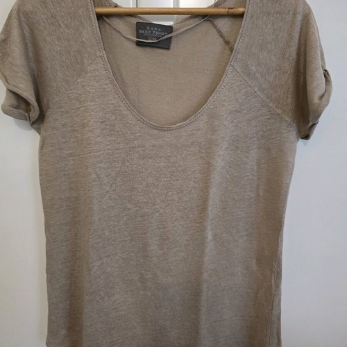 Zara blouse used, size S, beige-brown with small defect