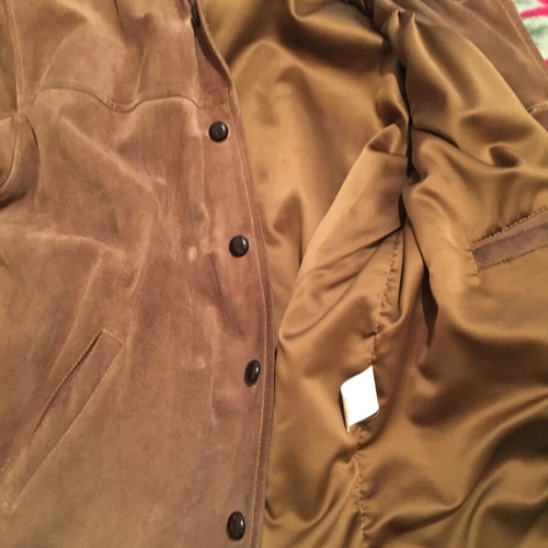 Suede leather men's jacket used, brown, size XL