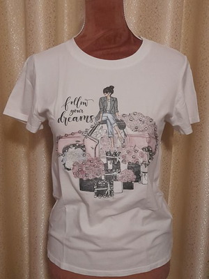 Short-sleeve shirt Italian cotton like new, white with diamond pattern