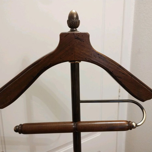 Capanni floor coat rack new with aged wood and brass