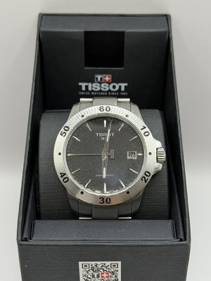 Tissot V8 Swissmatic men's wristwatch, black and silver