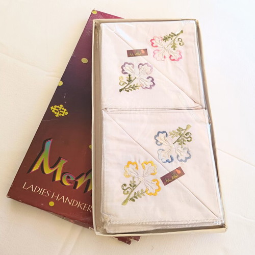 Menka Handkerchiefs vintage set of 24 deadstock 1995-96 original box