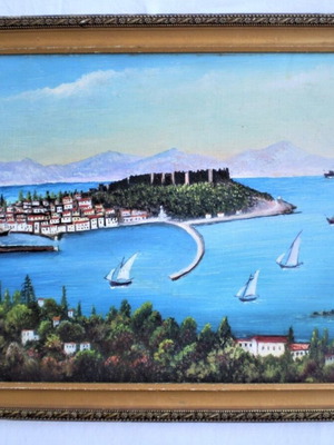 Θαλασσογραφία ελαιογραφία από Πάργα μεταχειρισμένη, υπογεγραμμένη Β. Ιωακείμ