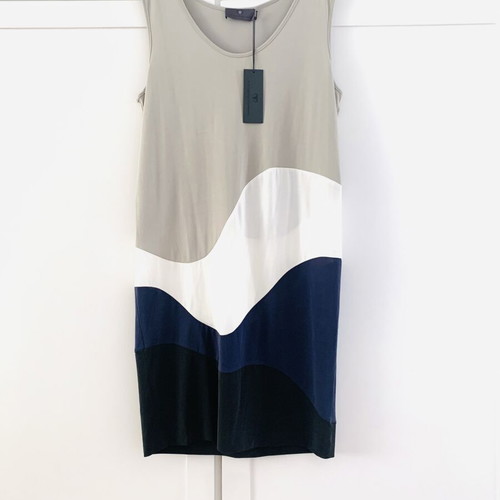 Stelios Koudounaris dress new, straight cut, black and beige, size M