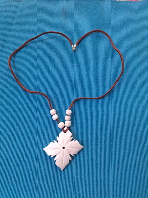 Camel Bone Necklace with Leather Cord and 925 Silver Clasp like new