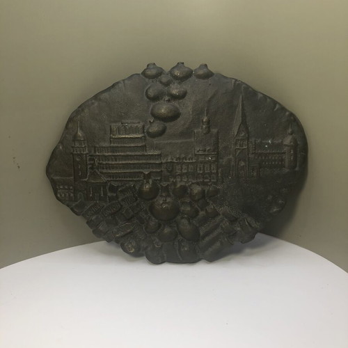 German large bronze plaque used, 16 cm x 12 cm