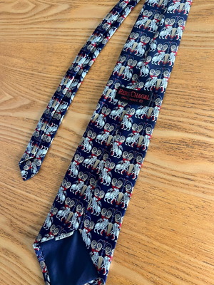 Rene Chagal silk tie with vintage mythological pattern