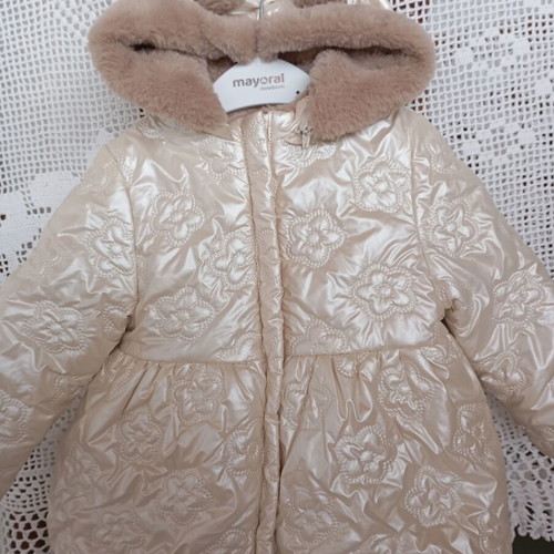 Mayoral baby girl winter jacket with eco fur hood and bear ears, 12-18 months