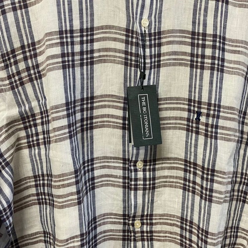 The Bostonians Long Sleeve Linen Checked Shirt M new