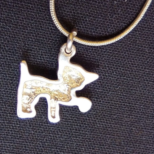 Cat Pendant Silver Chain Necklace used