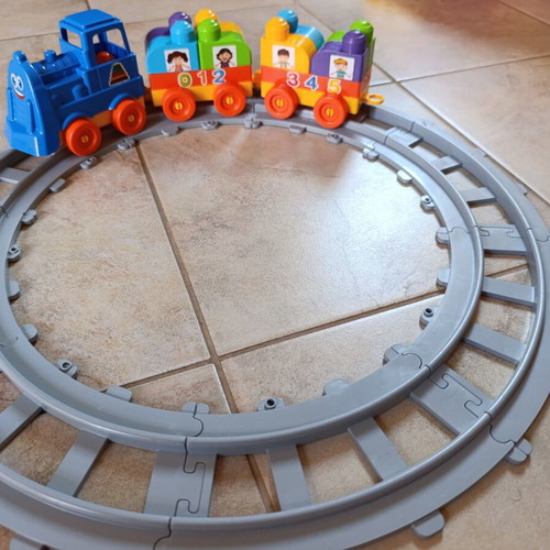 Toy train with building blocks