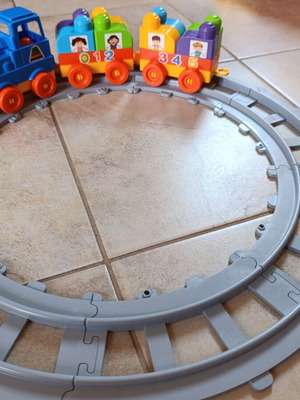 Toy train with building blocks