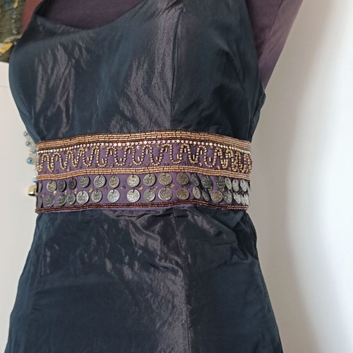 Vitsio evening maxi dress like new, taffeta brown and black