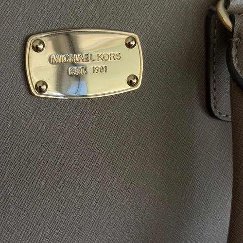 Michael Kors handbag new with shoulder strap, gray beige