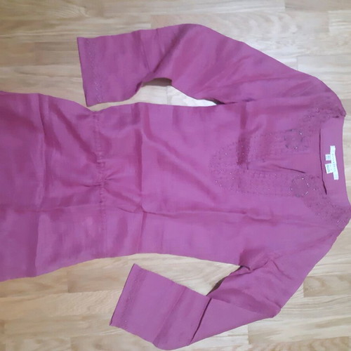 Boho dress Zara new, linen, fuchsia, embroidered, size M