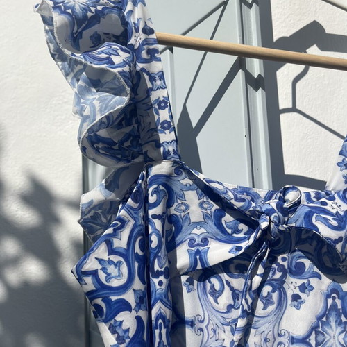 Brigitte jumpsuit size Small used, white and blue, summer outfit