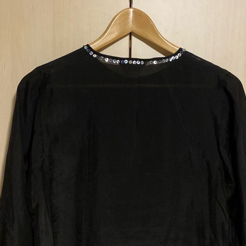 Zara satin black shirt with sequins like new, size M