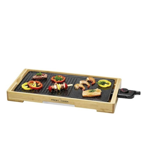 Teppanyaki grilling plate like new with ceramic coating and bamboo frame