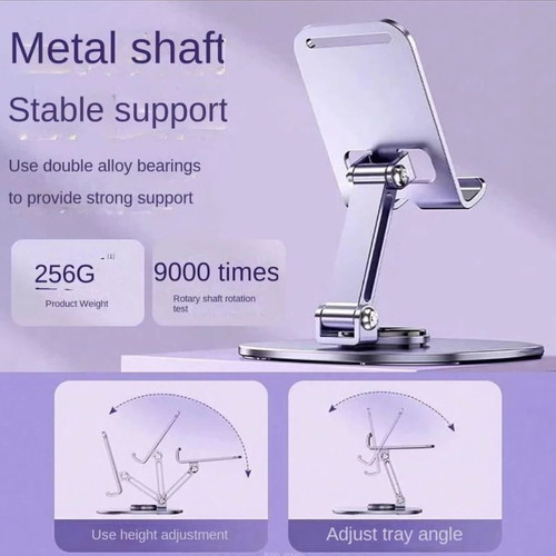 Metallic folding desktop phone stand new, gray