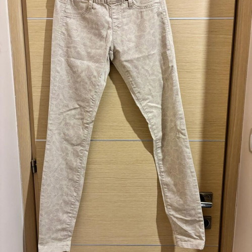 Fitted pants with paisley used, beige, size XS