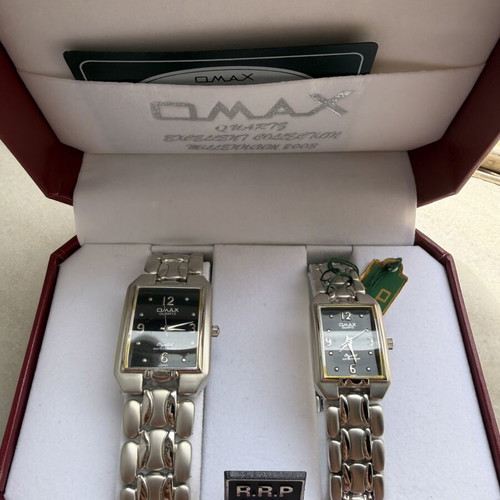 Omax His & Hers Watch Set silver, new