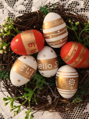 Spring Easter basket made of natural material