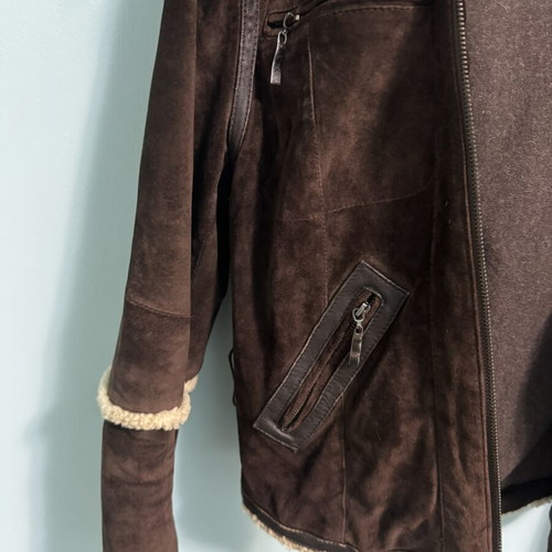 Toi&moi Genuine Leather Jacket used, suede with fur and sherpa, size M