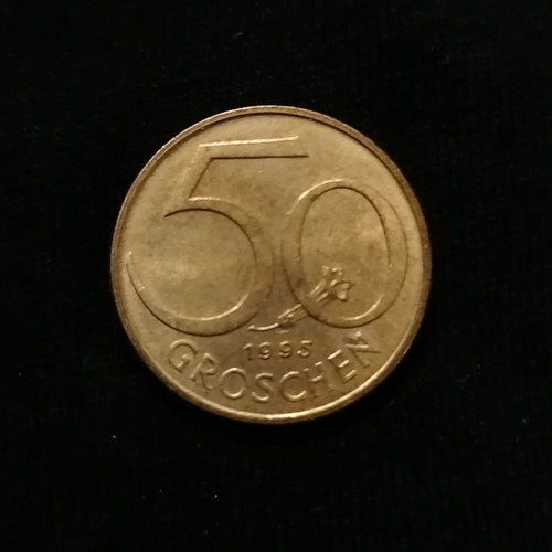 Austria 50 Groschen 1991, 1995 used, 2 coins