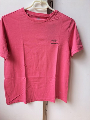T-shirt new pink with embroidered logo, size S