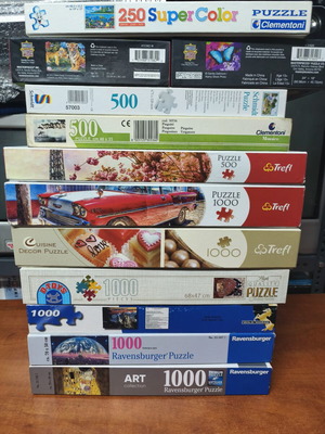 Puzzles σαν καινούργιο, πακέτο 12 με 1000, 500 και 250 κομμάτια