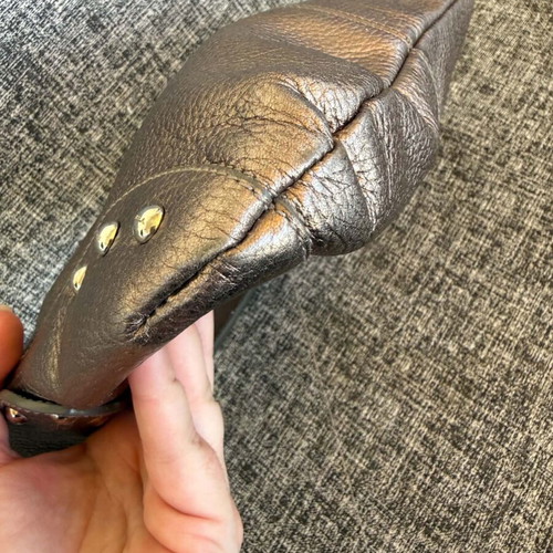 Furla leather shoulder bag like new, gold and silver