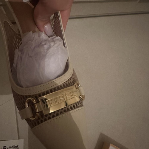 FERRE slingback pumps with mesh and gold buckle, size 39