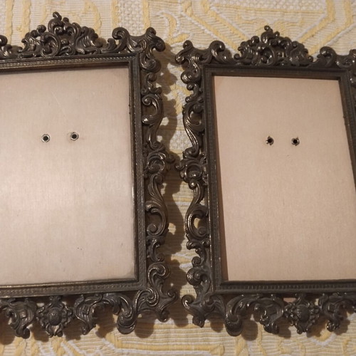 Vintage Italian bronze frames pack with 4 authentic period photos 1900-1920