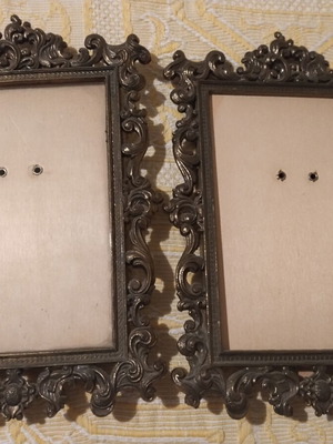 Vintage Italian bronze frames pack with 4 authentic period photos 1900-1920