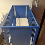 Ikea baby cot with mattress used, blue 60 x 120