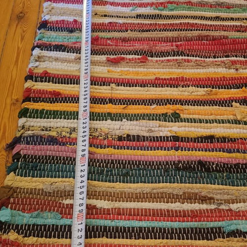 Set of 5 Rag Rugs like new, colorful and dark strips