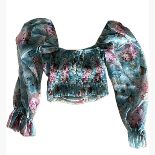 Floral crop top like new with balloon sleeves size S/M