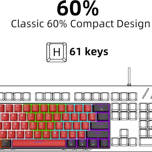 Snpurdiri V900 60% Mechanical Keyboard like new, red switches