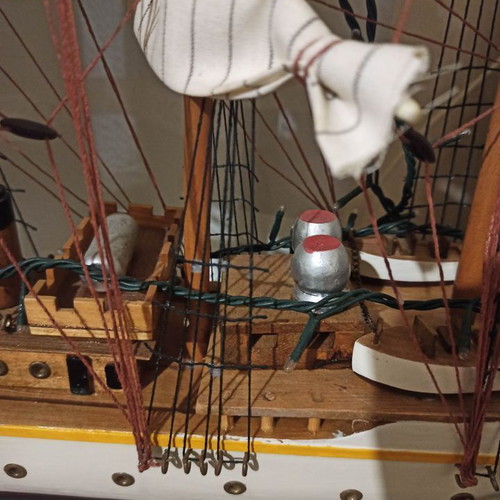 Wooden decorative sailboat used with lights 84x70x11cm
